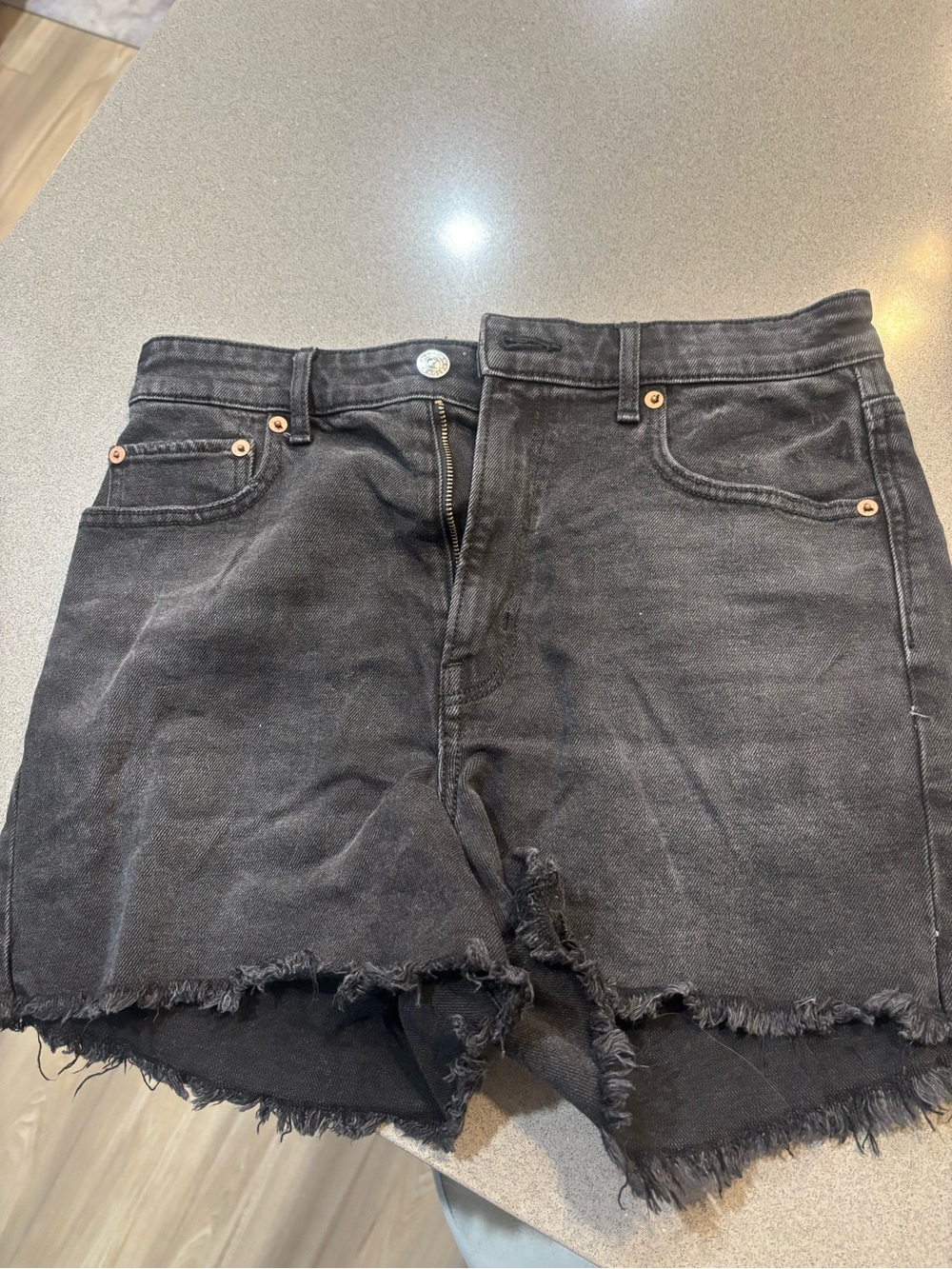 Black washed American Eagle shorts distressed